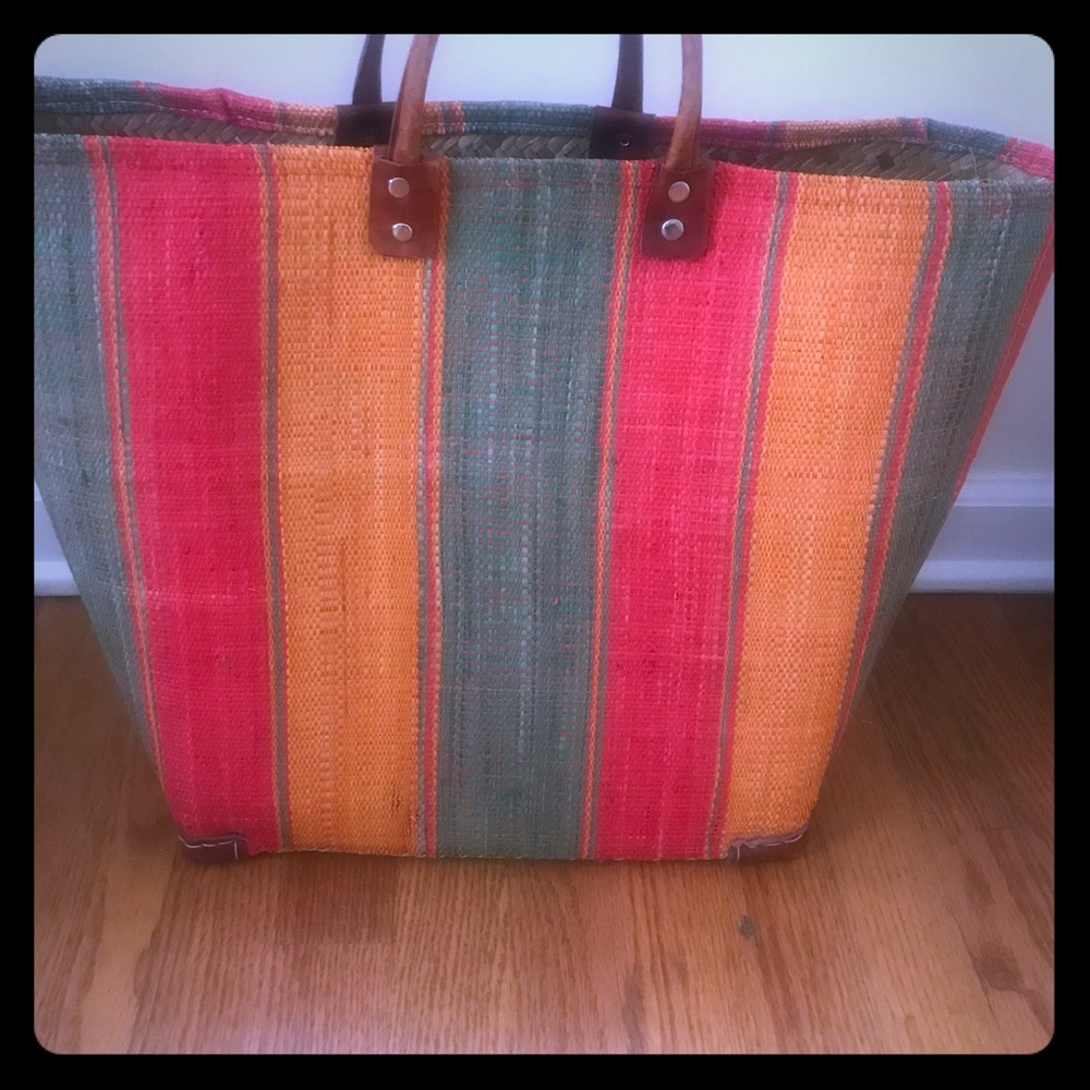 Multi Colored Straw Market Bag